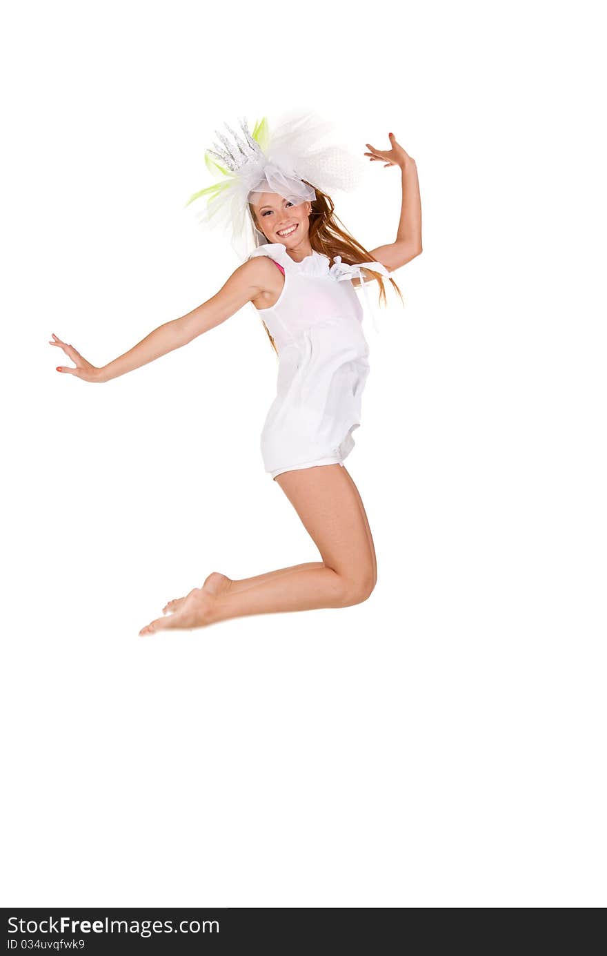 Young  Beautiful  Woman Jumping