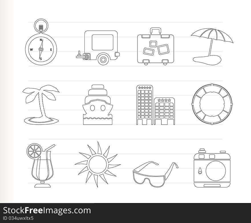 Travel, Holiday and Trip Icons - Vector Icon Set