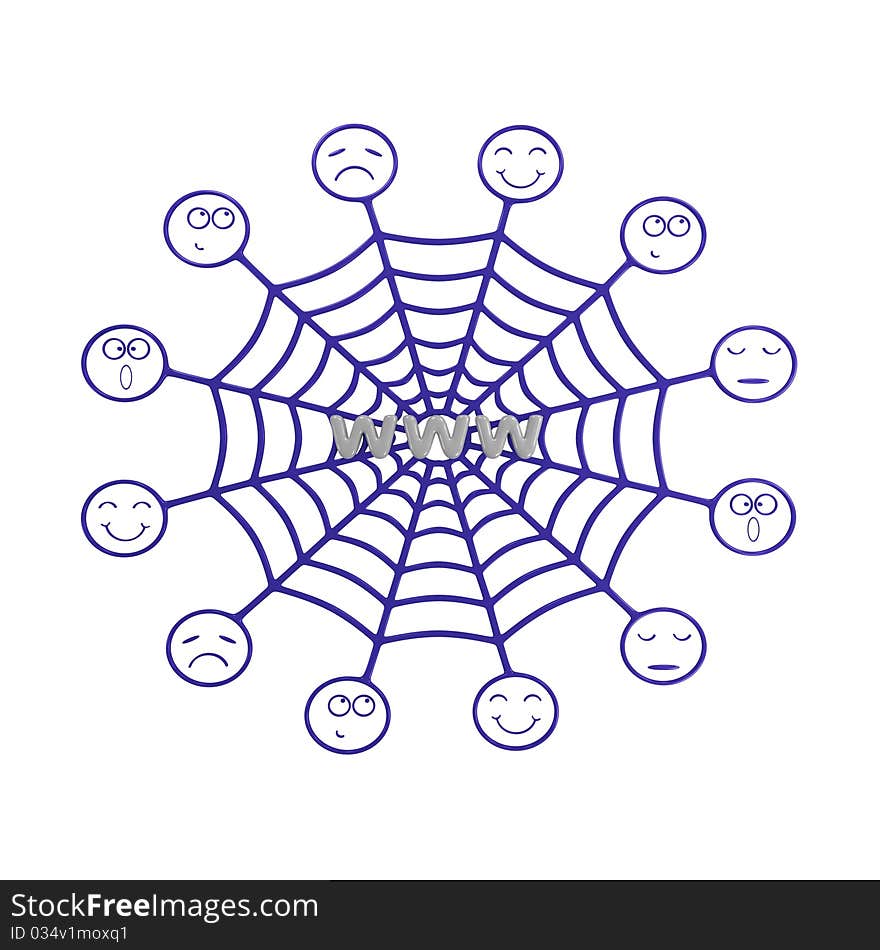 Abstract picture of a network with ridiculous smileys. Abstract picture of a network with ridiculous smileys