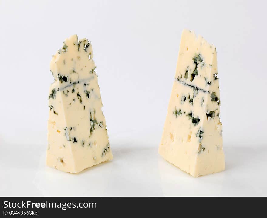 Blue cheese with veins of green mold