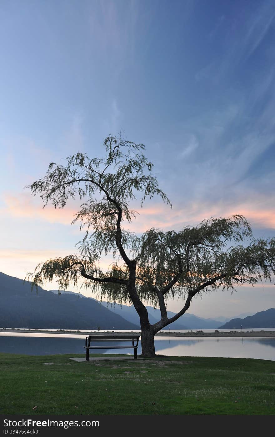 Night scene of Harrison Hot Springs lake view. Night scene of Harrison Hot Springs lake view