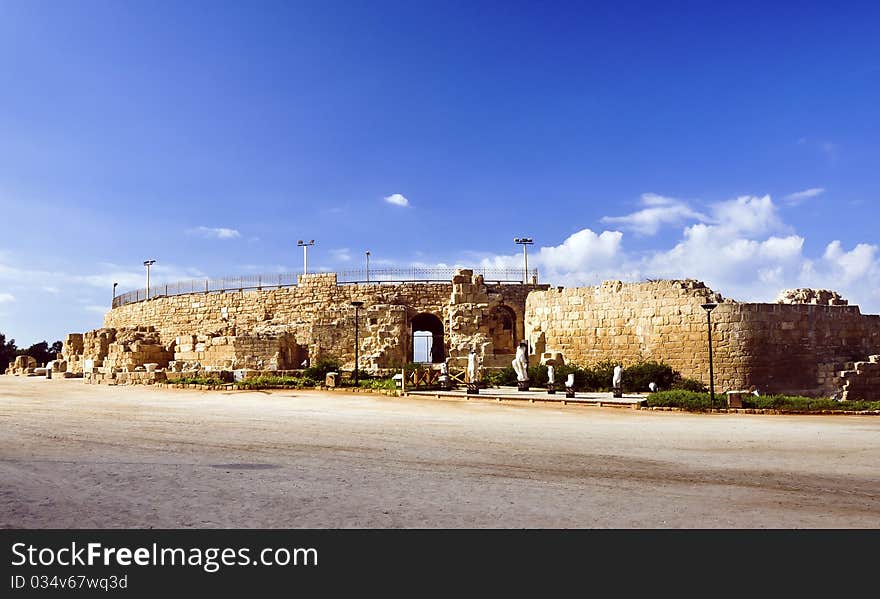 A view of the entrance to the old port of Caesarea