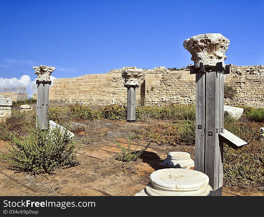 Remains of the Marble displayed at the Caesarea Port. Remains of the Marble displayed at the Caesarea Port