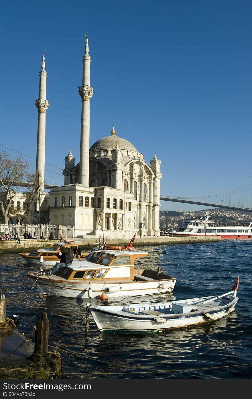 A beautiful view of Ortakoy Mosque and Bosphorus bridge in Istanbul, Turkey. A beautiful view of Ortakoy Mosque and Bosphorus bridge in Istanbul, Turkey