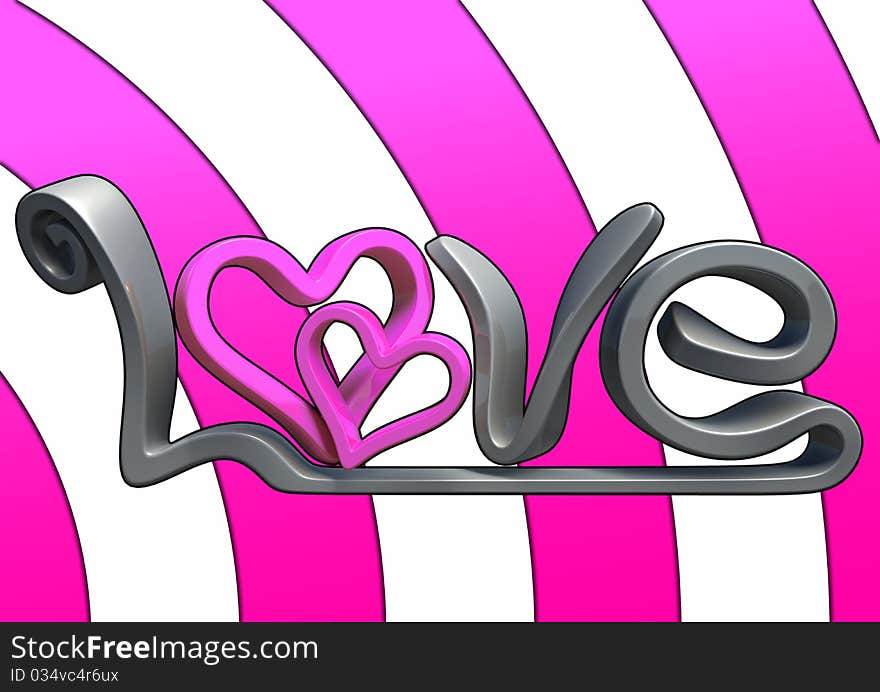 Text saying love in 3D, with background. Text saying love in 3D, with background.