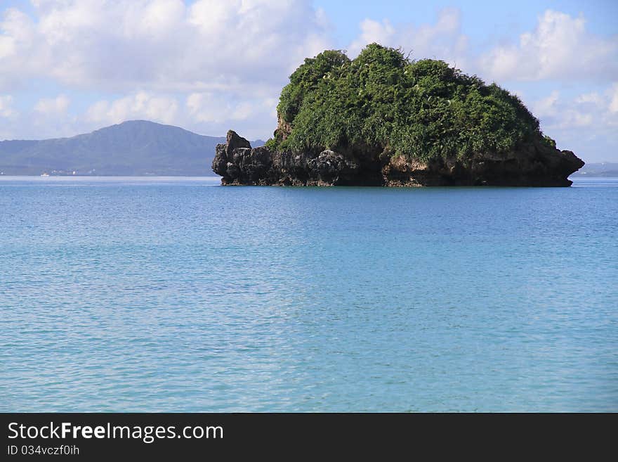 Volcanic rock in ocean, Okinawa, Japan. Volcanic rock in ocean, Okinawa, Japan