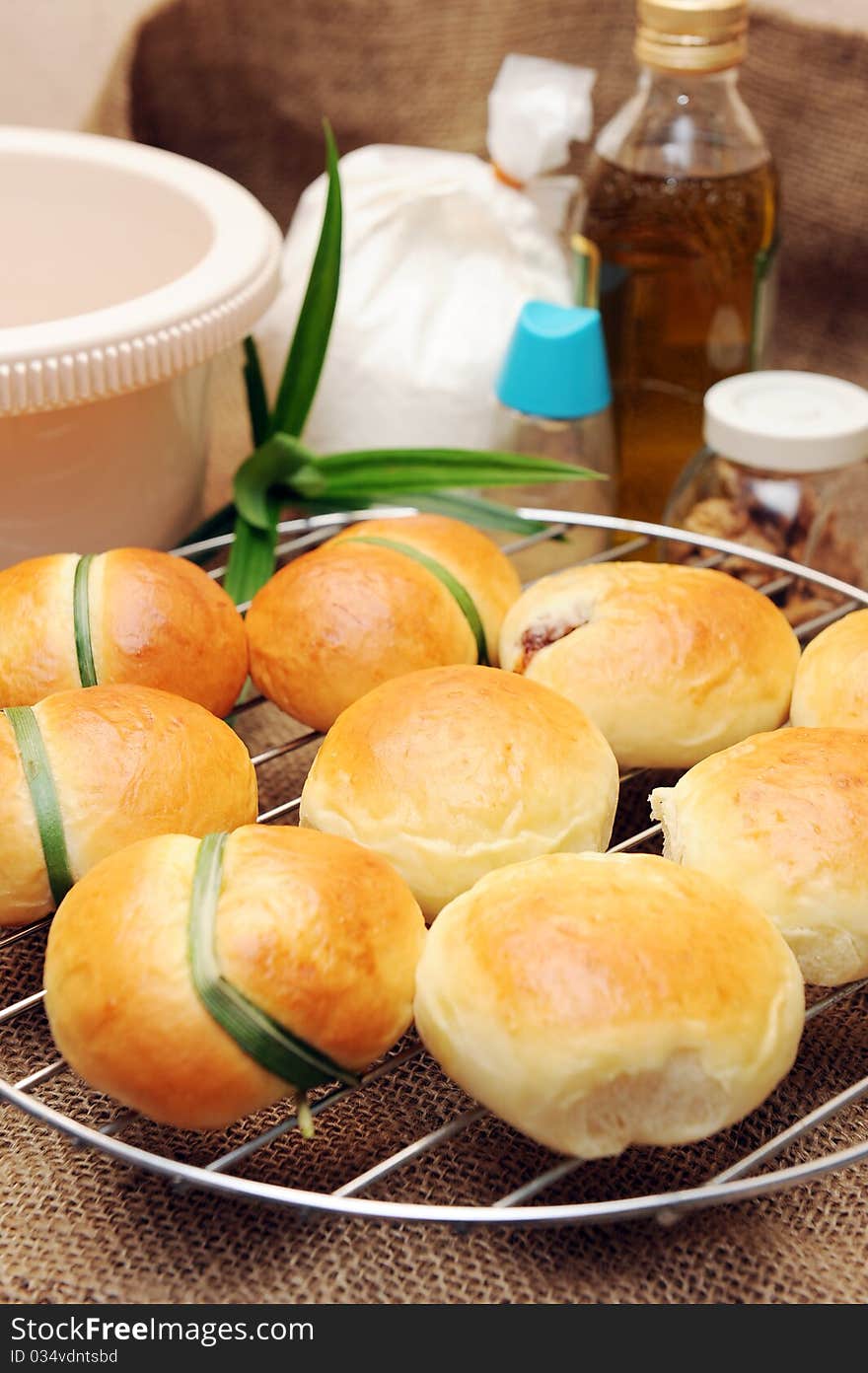 Close Up of a stack of freshly baked homemade buns. Close Up of a stack of freshly baked homemade buns.