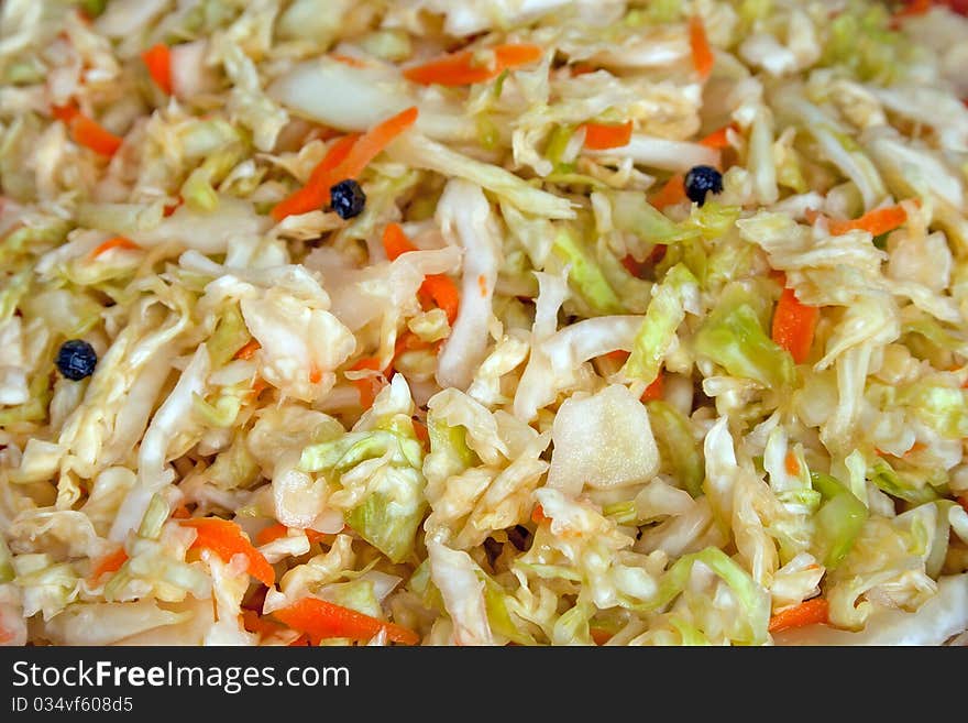 Sour cabbage with carrot and black pepper macro