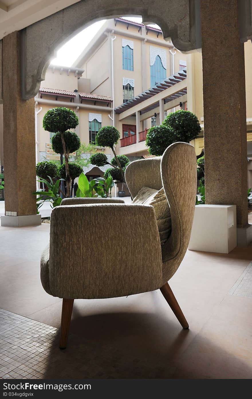 A relaxation corner in hotel,with comfortable chair. A relaxation corner in hotel,with comfortable chair.