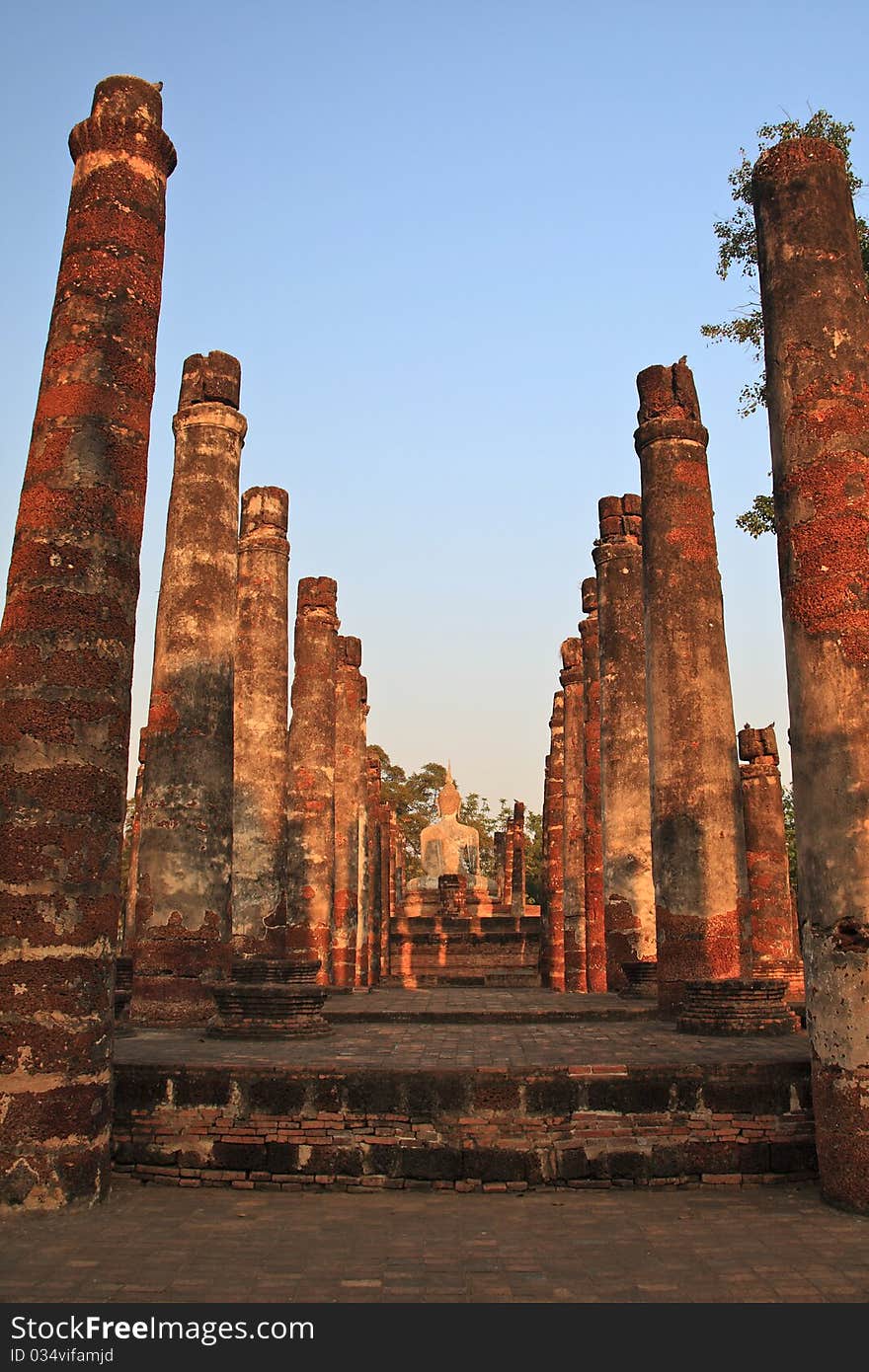 Inside of the Wat Sri Sawat temple in Sukhothai Historical Park, center of Thailand. Inside of the Wat Sri Sawat temple in Sukhothai Historical Park, center of Thailand