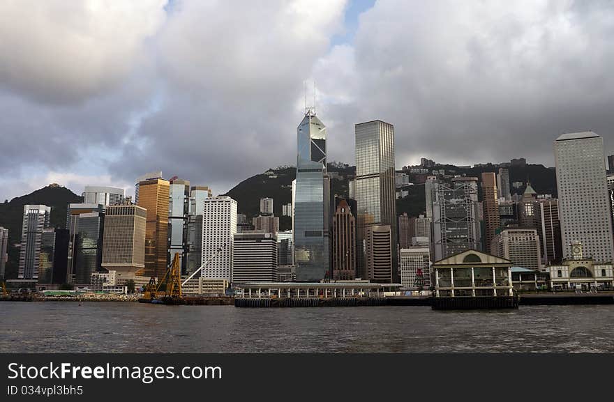 View of Hong Kong cost line from the sea