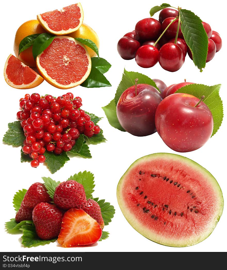 Large page of fruits isolated on the white background