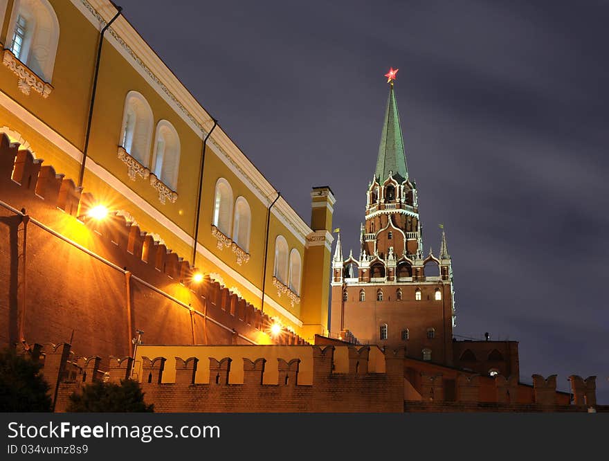 Moscow Kremlin tower and walls