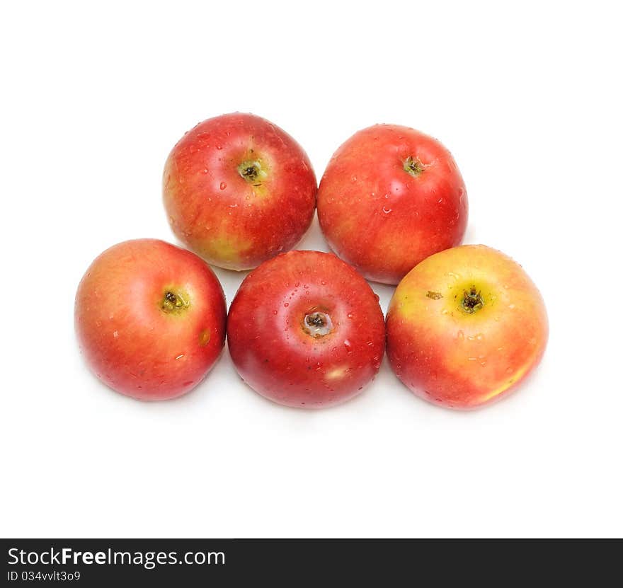 Group of five red apples