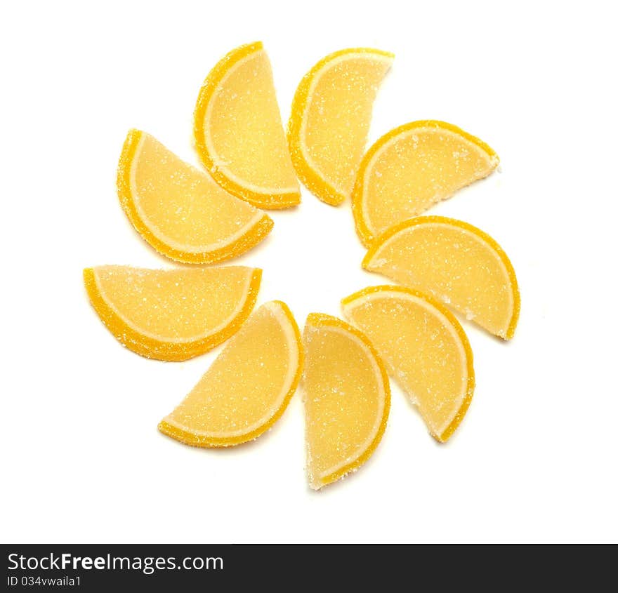 Sweet sugar segments of lemon. Sweet sugar segments of lemon