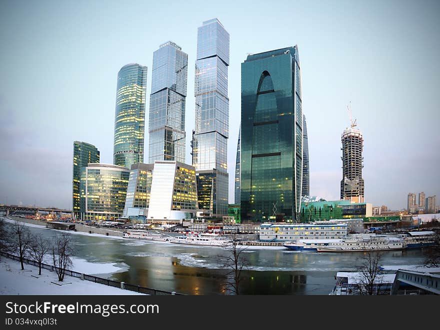 Modern skyscrapers in the morning