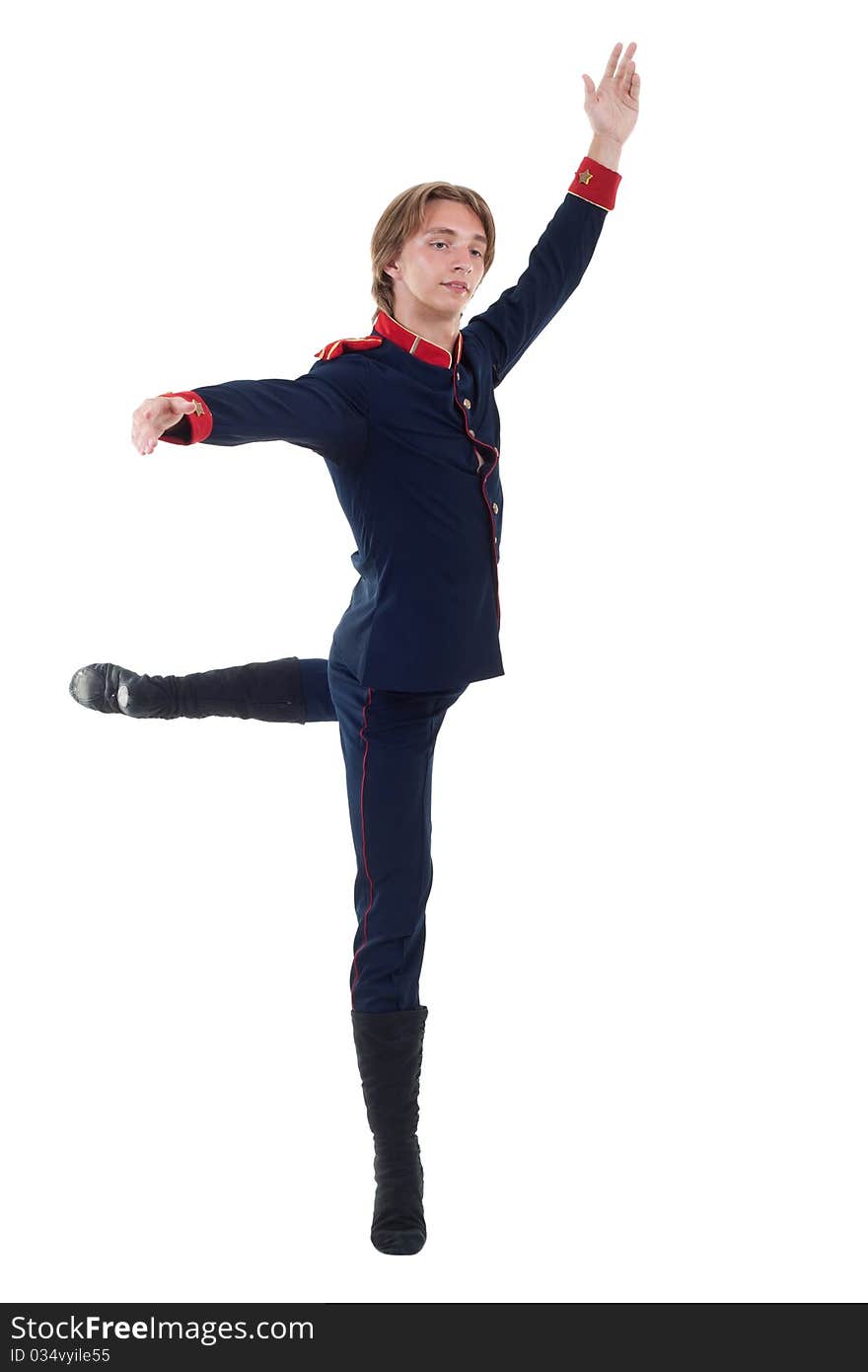 Beautiful and very stylish dancer is posing over white, pose from Shakespeare's Othello