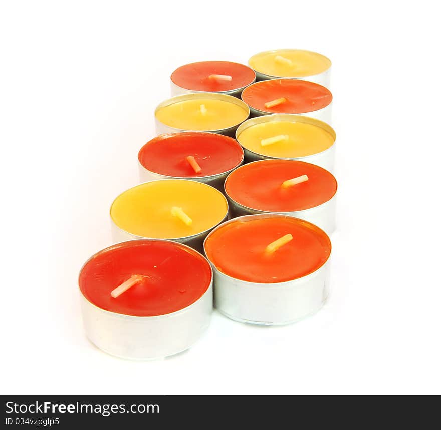 Colorful candles isolated on white