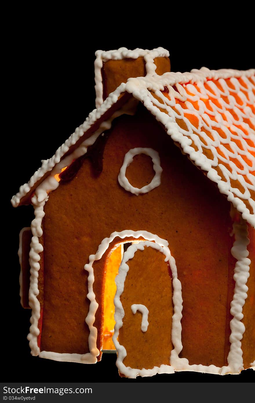 Isolated christmas gingernut house, view from side