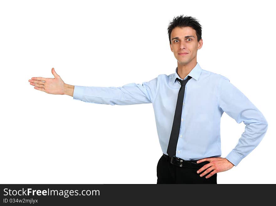 Portrait Of Young Business Man Pointing