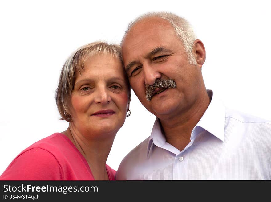 An attractive couple on a white background.