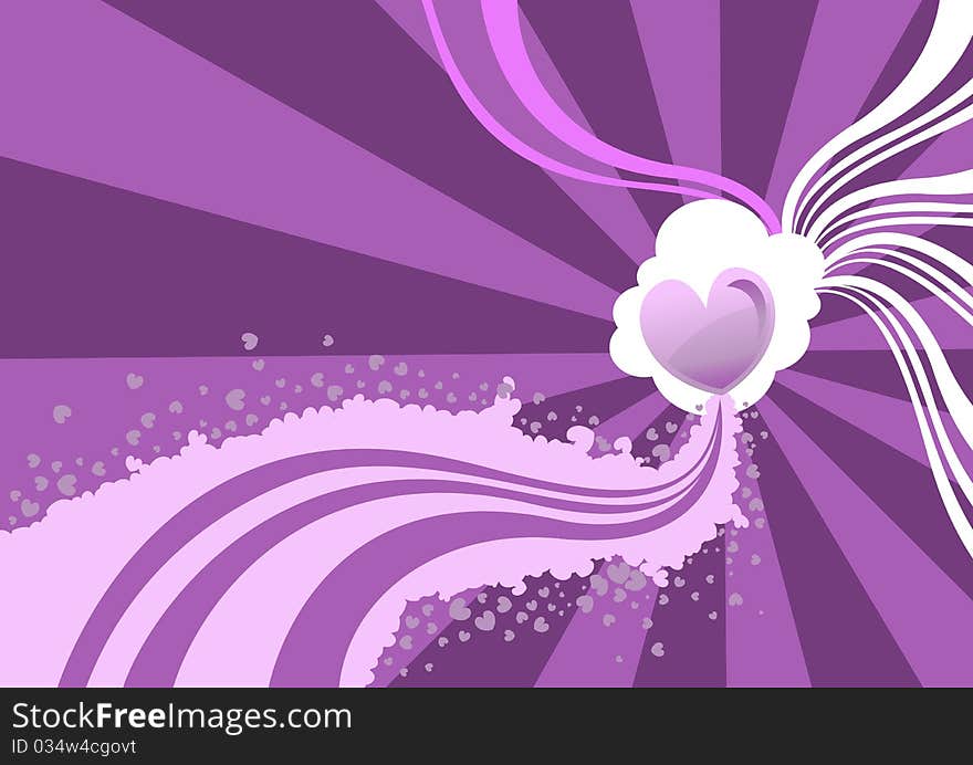 Vector illustration of Flirty background  of stylized hearts and waves. Vector illustration of Flirty background  of stylized hearts and waves