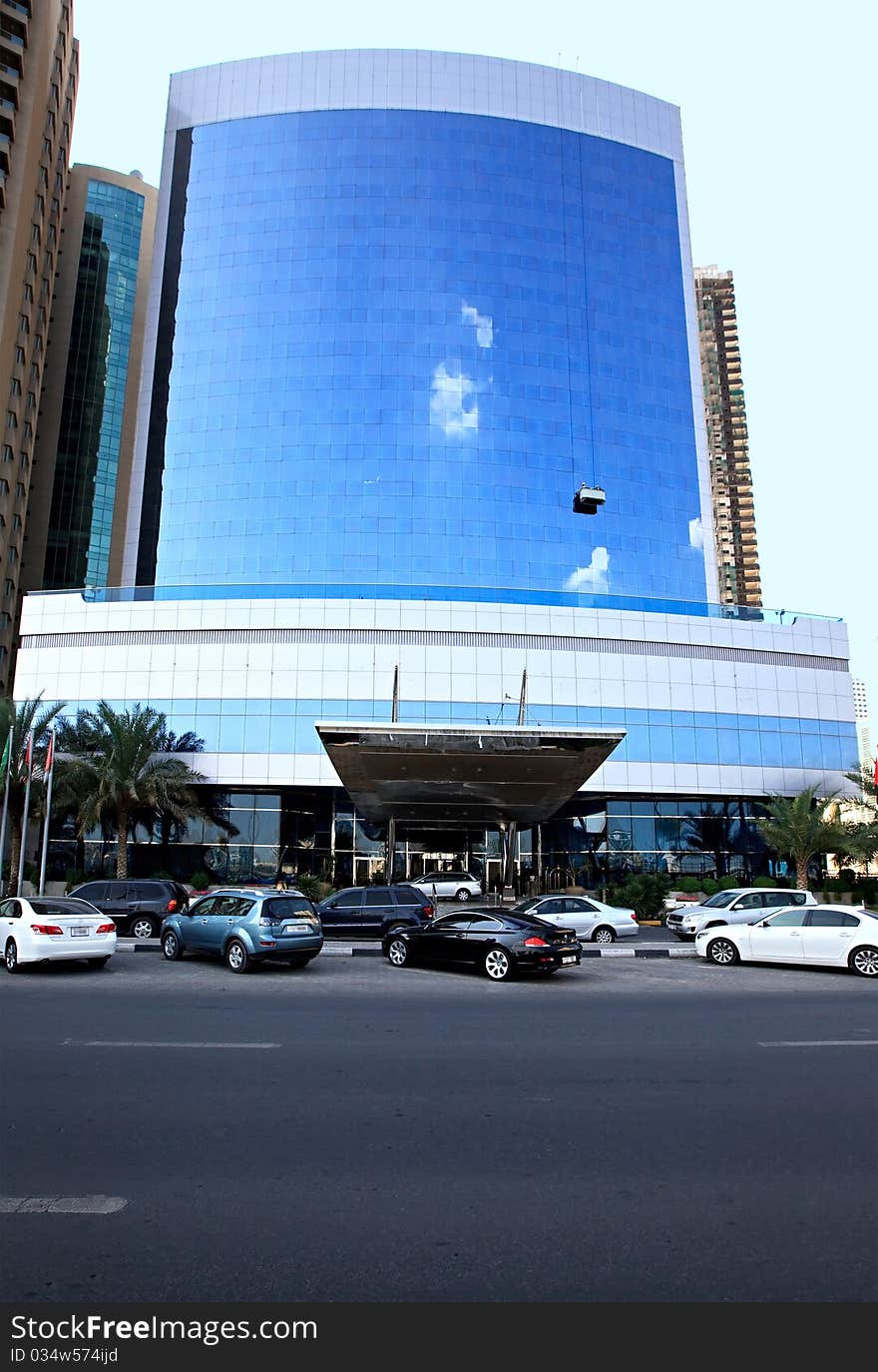 Modern skyscrapers in Sharjah.