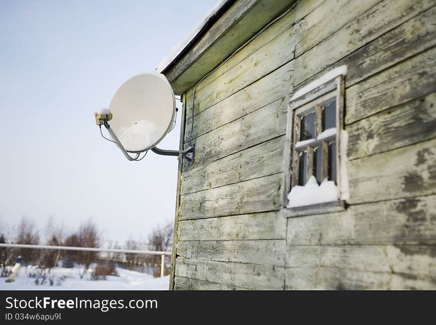 Satellite plate on a house wall