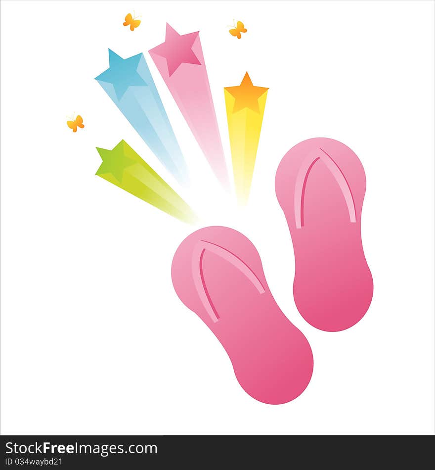 Pink flip flops with star splash