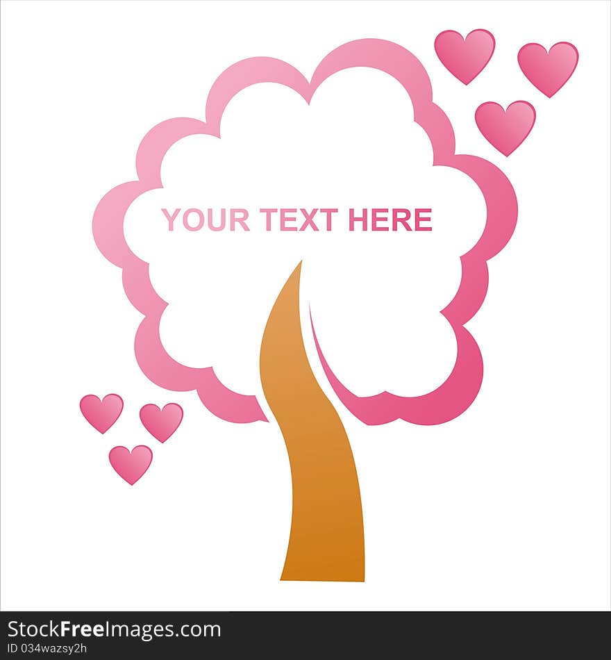 St. valentine's day tree frame with hearts