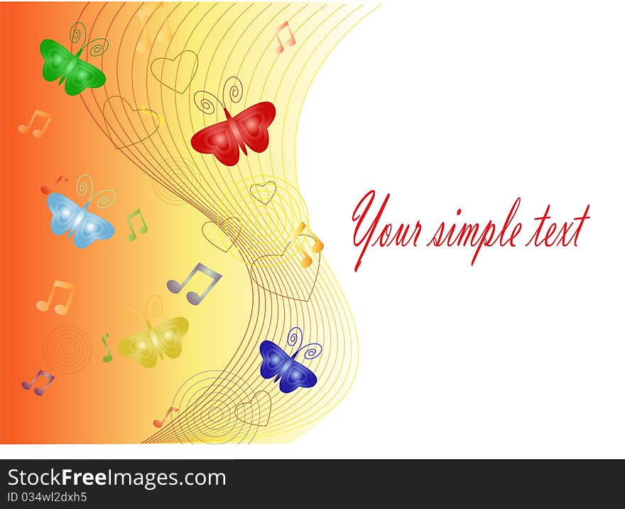 Colorful butterflies on yellow background. Colorful butterflies on yellow background