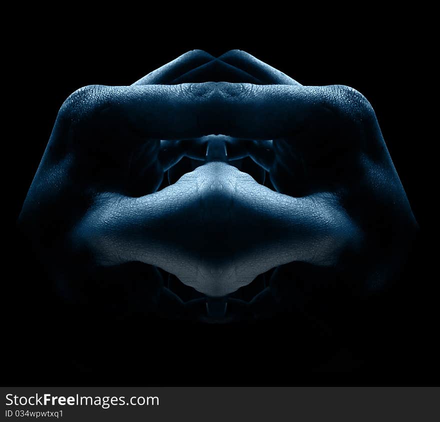 Abstract unreal body part in dark. Abstract unreal body part in dark