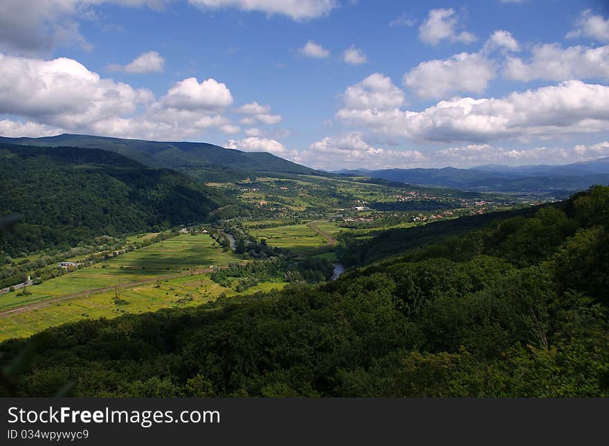 Landscape of mountain valley