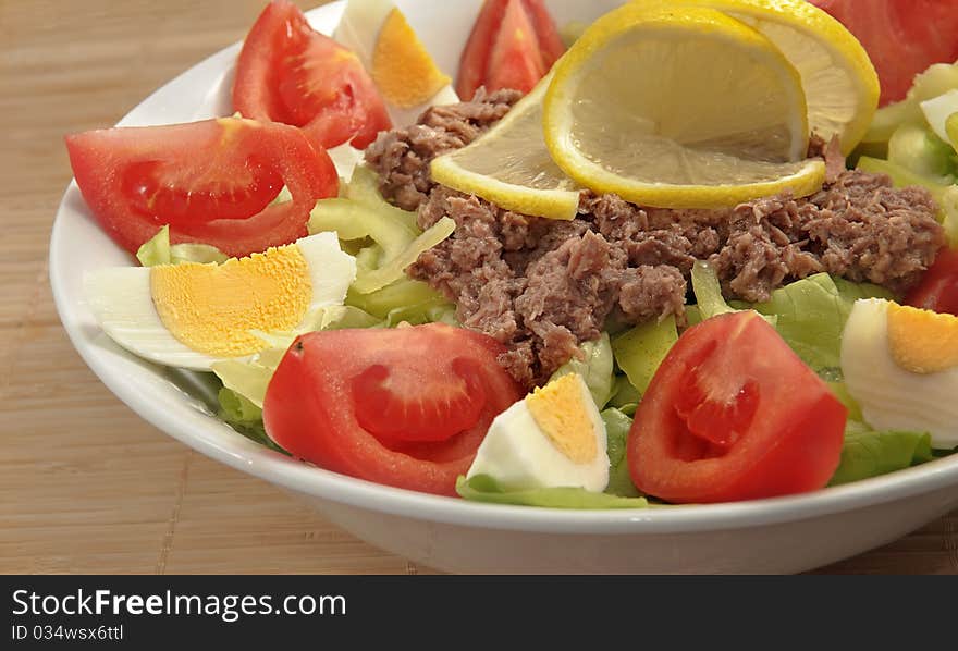 Fresh salad with tuna fish