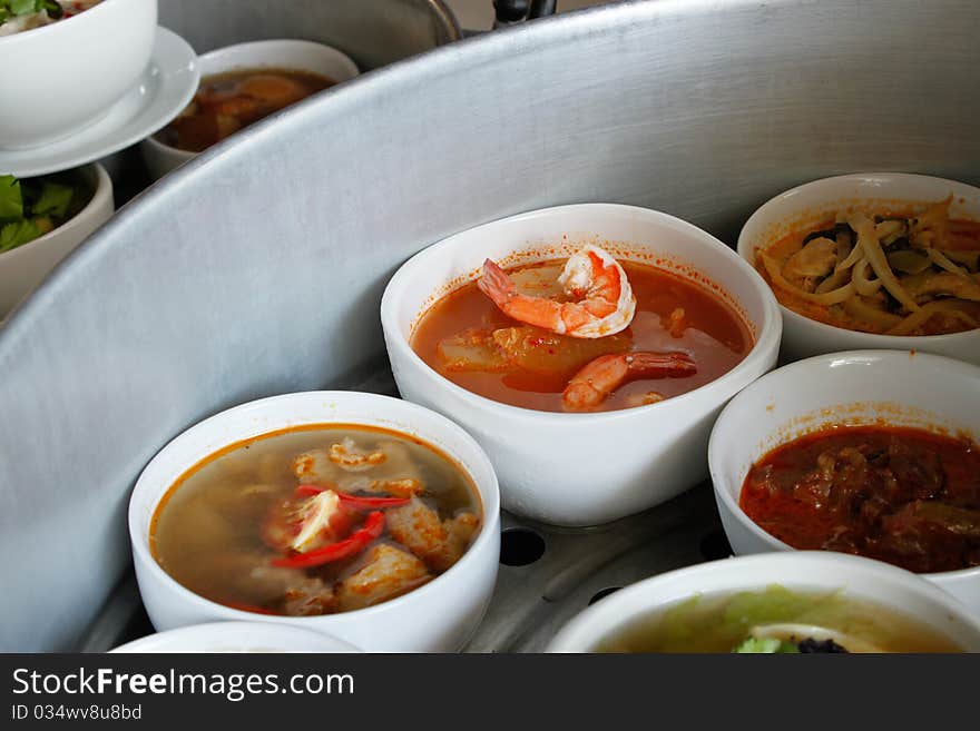 Thai foods - focus on shrimp in Kaeng Som(Hot-and-sour-curry). Thai foods - focus on shrimp in Kaeng Som(Hot-and-sour-curry)