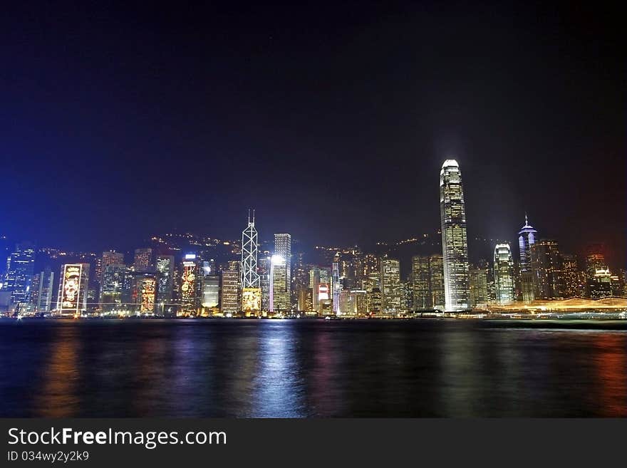 Hong Kong night view along Victoria Harbour