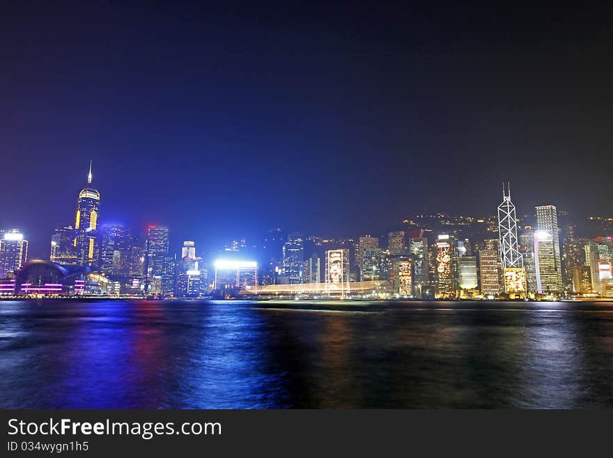 Hong Kong night view along Victoria Harbour