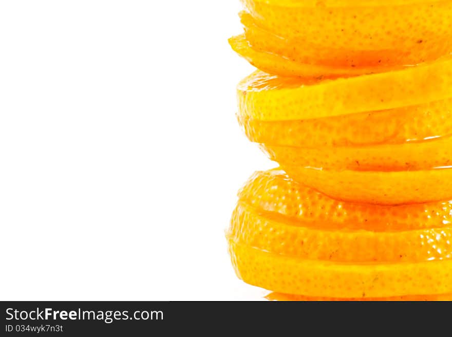 Oranges sliced isolated in white background