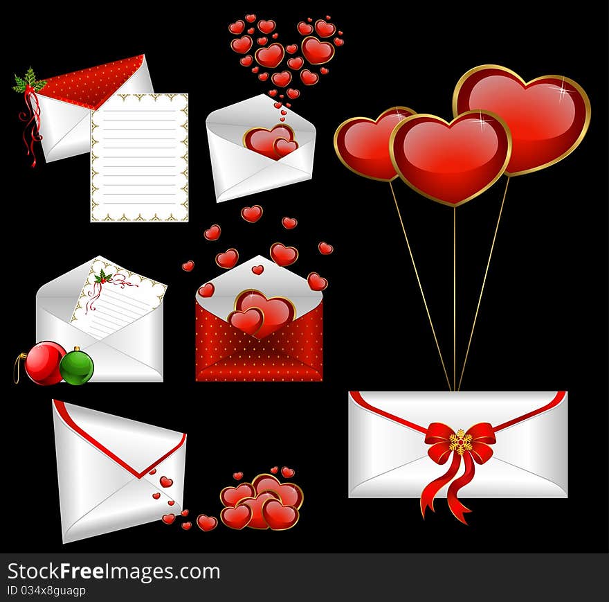 Envelopes With Red Hearts