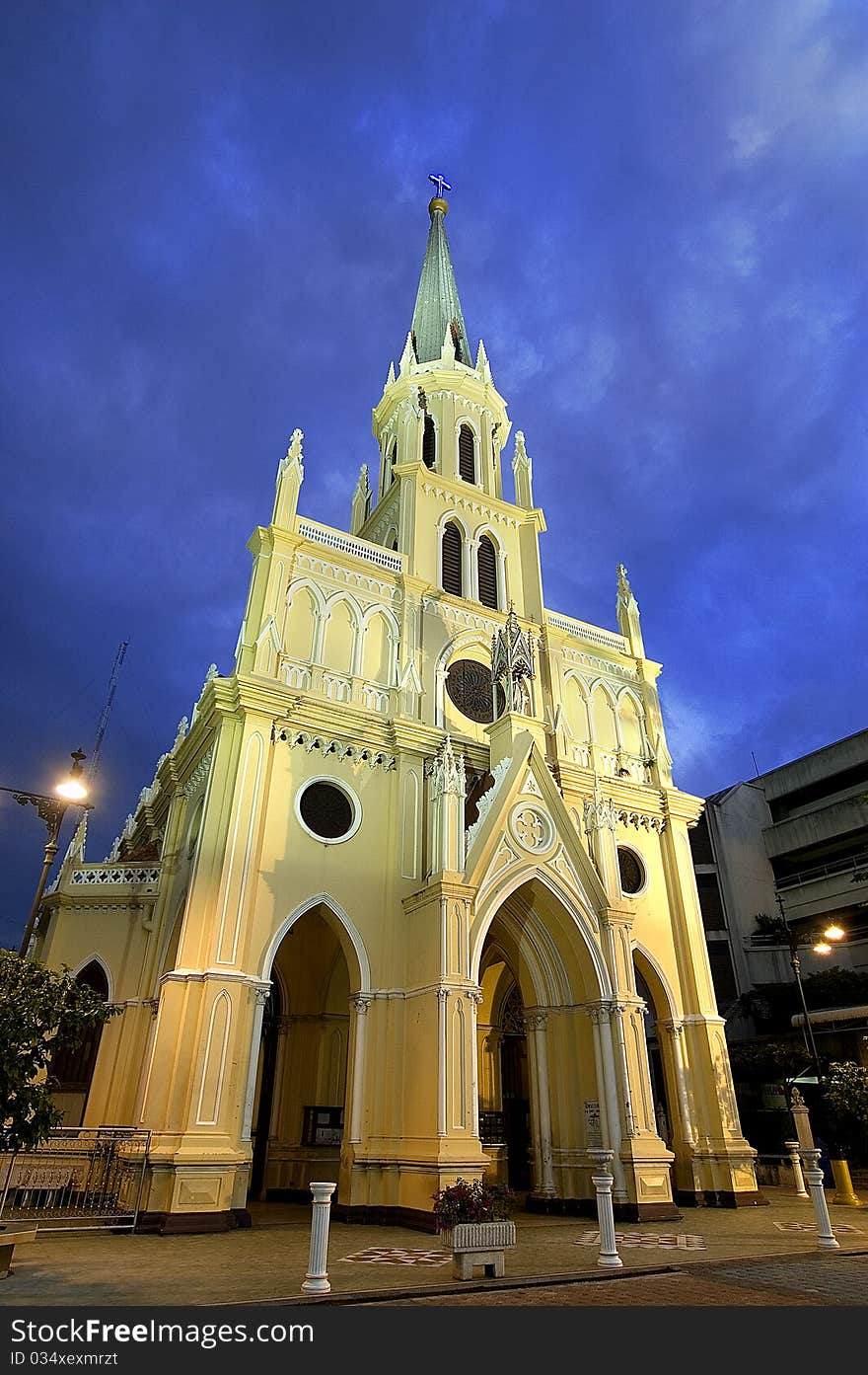 Gotic church at night in Thailand