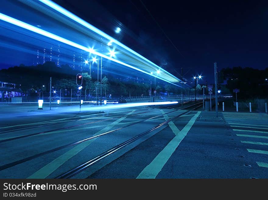 Light rail of Hong Kong, blue toned. Light rail of Hong Kong, blue toned.