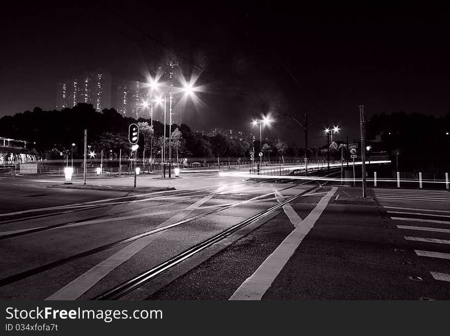 Busy traffic in Hong Kong at night