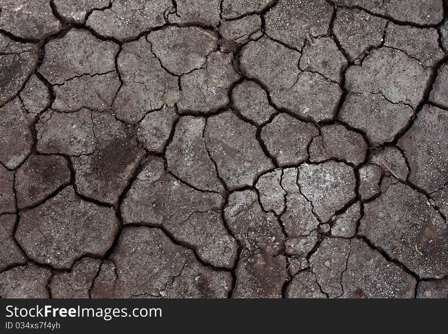 Cracked soil pattern from hot weather