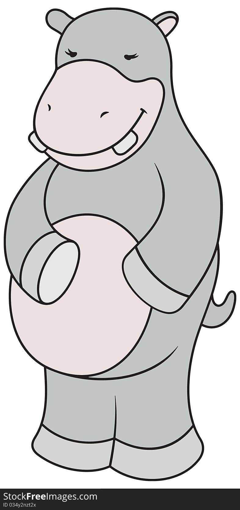 Cartoon Style Hippo Illustration