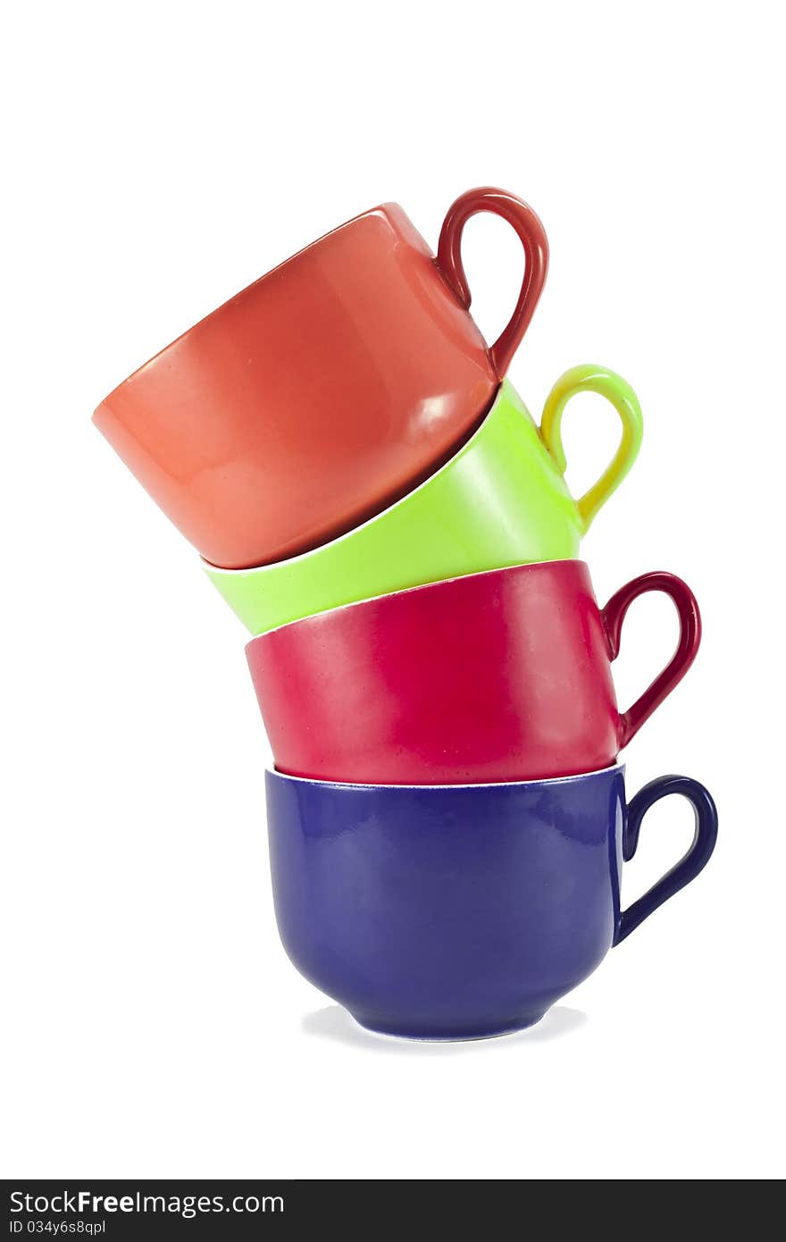 Four colorful teacups