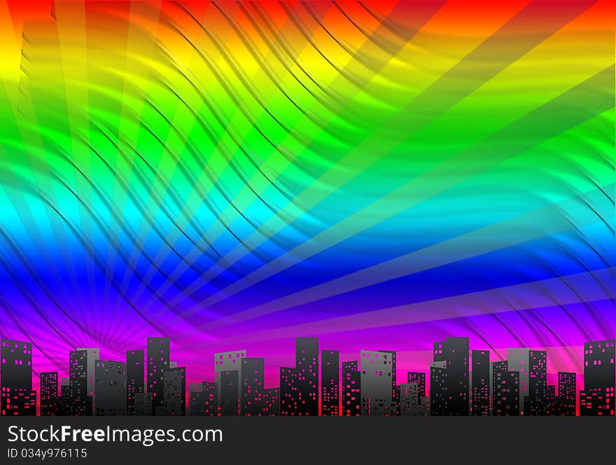 Big city skyline, textural fantasy background. Big city skyline, textural fantasy background