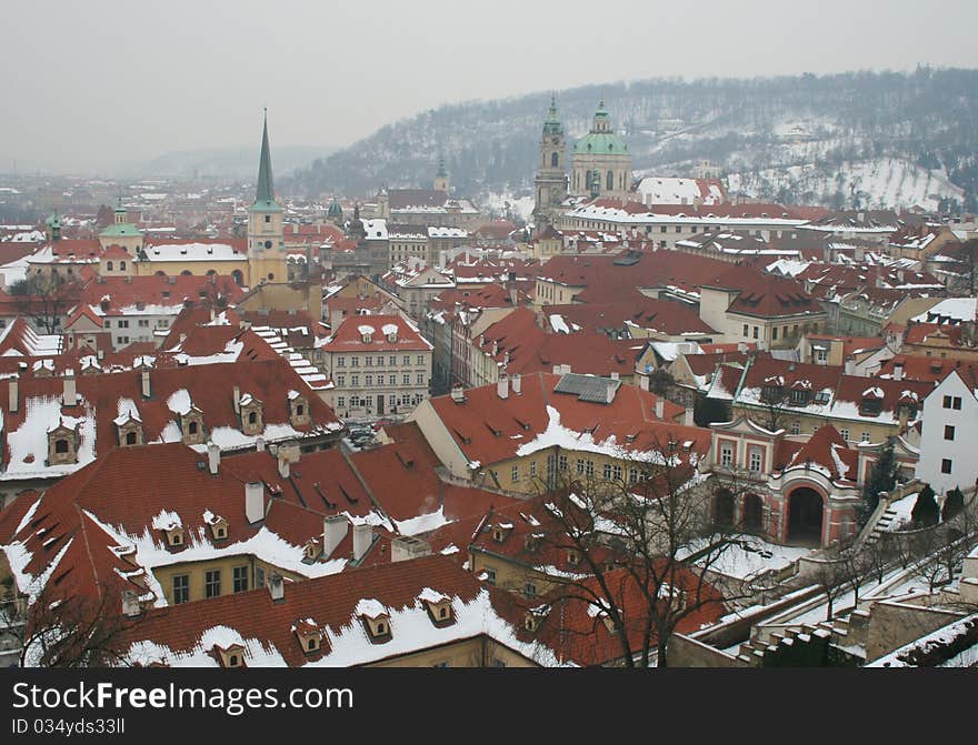 The roofscape of Prague