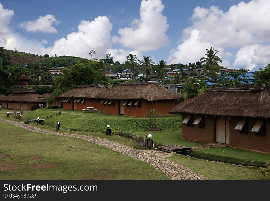 Traditional homes near the jungle in Thailand