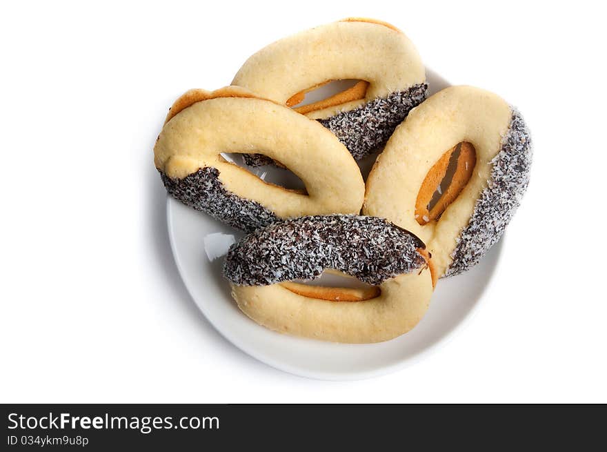 Biscuits on a white background