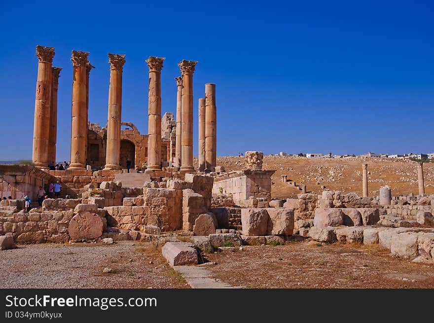 This roman temple are still one of the most remarkable monuments left of the ancient city of Jerash. This roman temple are still one of the most remarkable monuments left of the ancient city of Jerash.